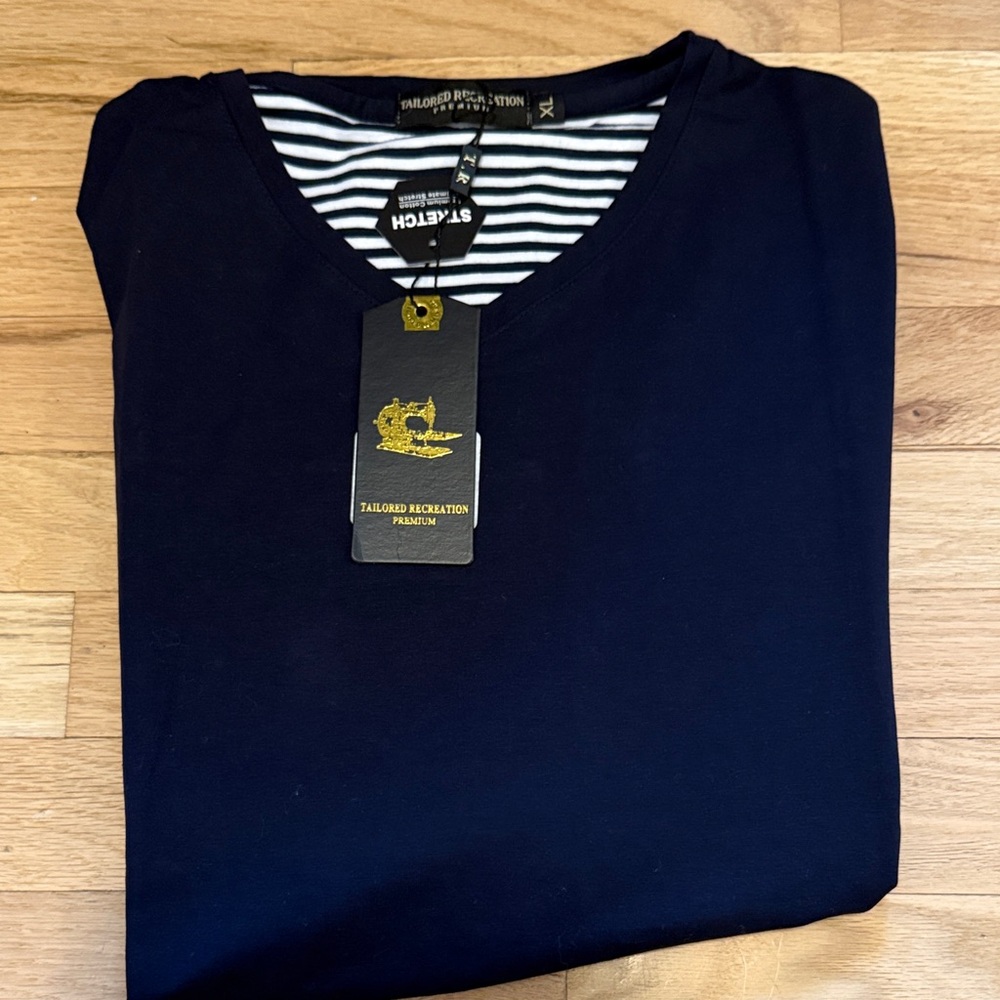 Tailored Recreation Premium Navy Short Sleeve Tee Shirt 95% cotton 5% spandex